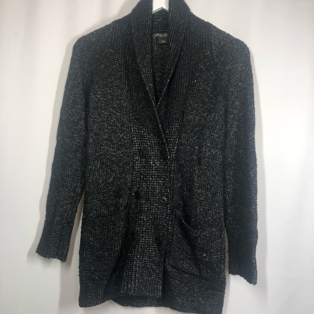 Eddie Bauer sweater double breasted black color